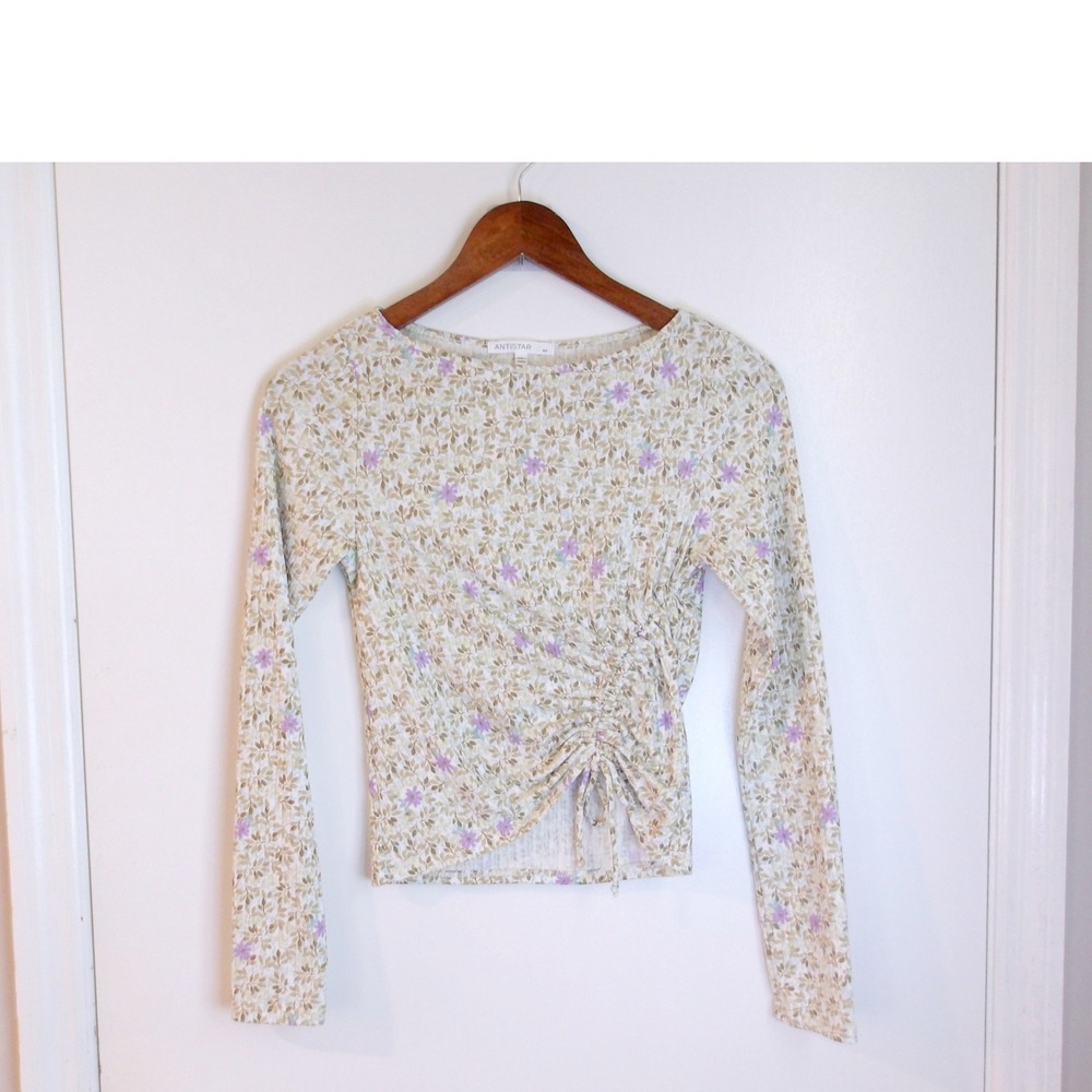 Antistar Floral Print Top Ruched Drawstring Detail Kids Size‎ M /#5306